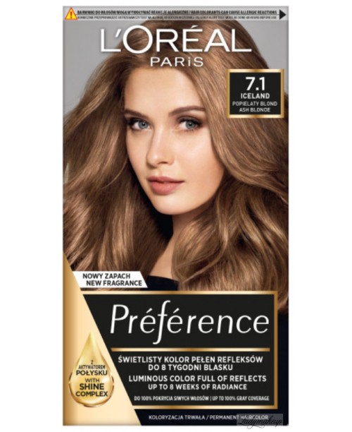Vopsea de par L'Oreal Preference 7.1 Blond Cenusiu Iceland